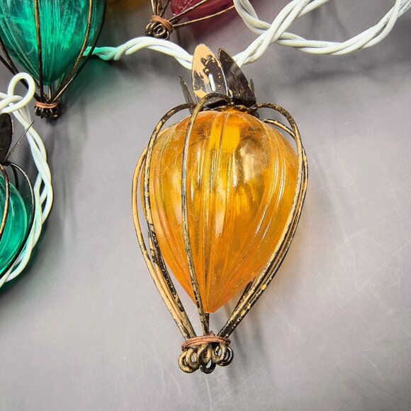 Teardrop Wire Cage String Lights Patio Garden Indoor/Outdoor 10-Lights Large 4" - Picture 11 of 13